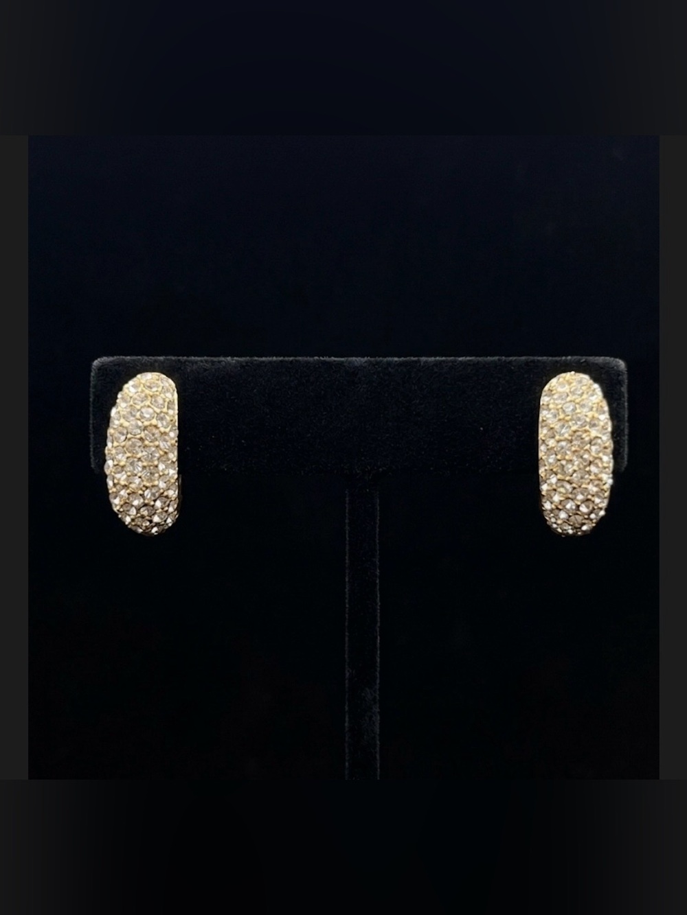 Christian Dior Gold Rhinestone Pave Earrings with Post